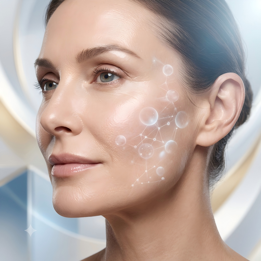 Watercolor illustration of volume restoration and wrinkle correction